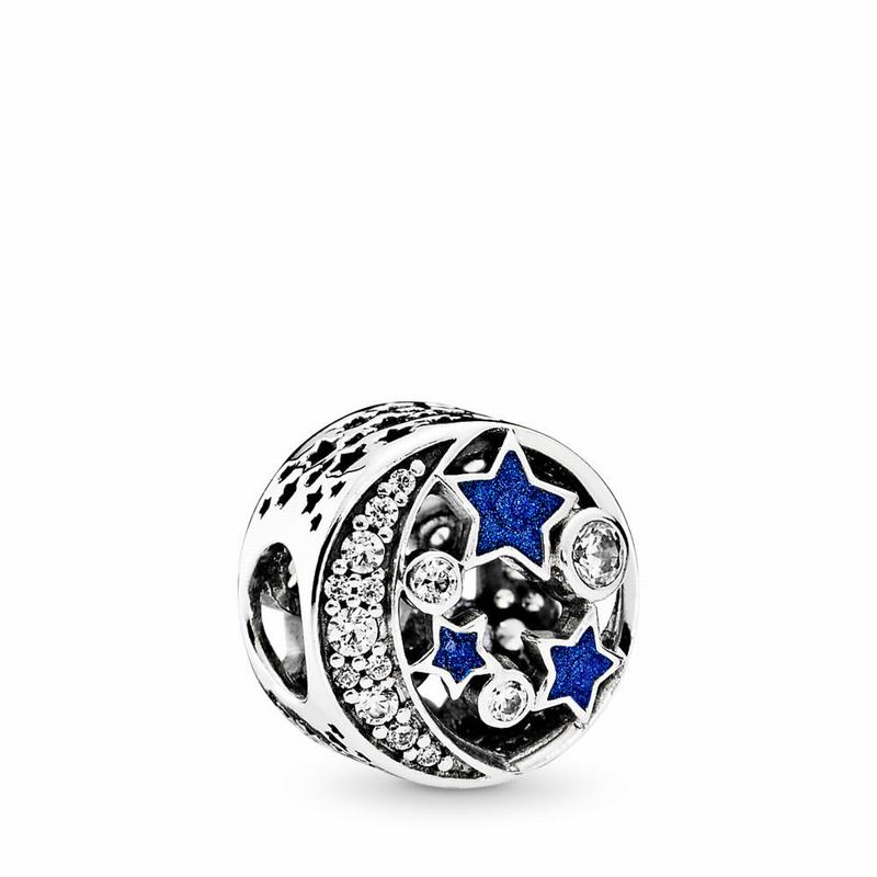 Pandora Sparkling Night Sky Charm Ireland - Sterling Silver/Enamel/Blue/Cubic Zirconia - 092458ADJ